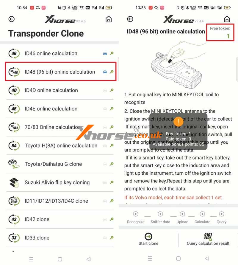 Check Xhorse Mini Key Tool Id48 96 Bit Tokens Points (2)