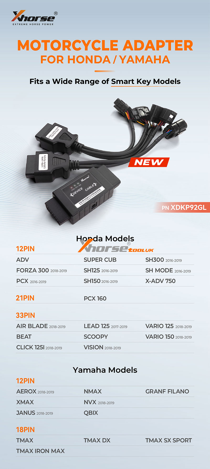 New Xhorse Motorcycle Adapter For Honda Yamaha