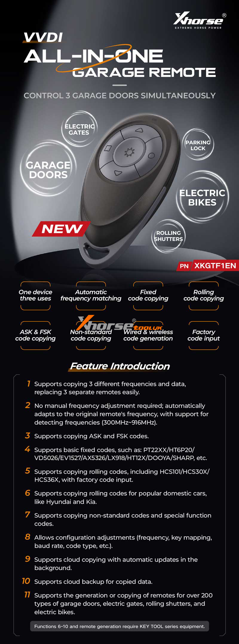 Xhorse Vvdi All In One Garage Remote Xkgtf1en Pre Order